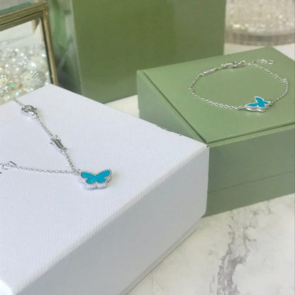 [💎ROSE💎]BUTTERFLY TURQUOISE BUTTERFLY BRACELET SILVER