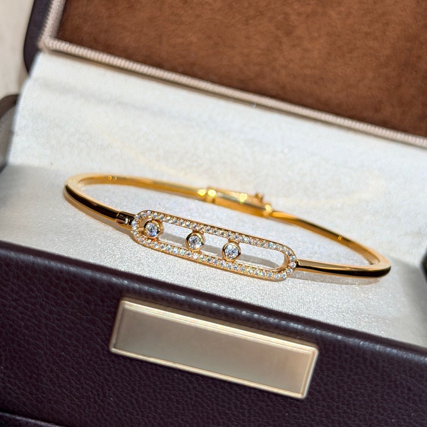 [✨Rose💎]Move Pave Diamond Bangle Bracelet M