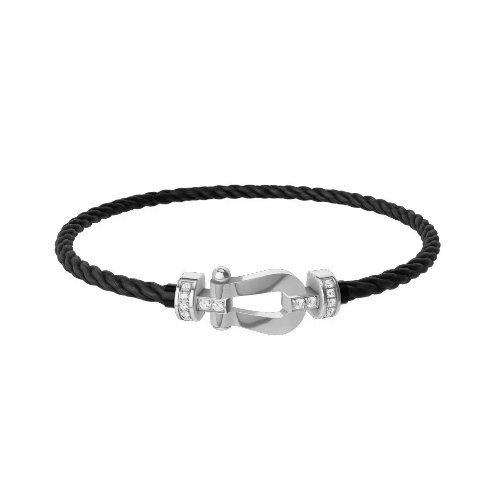 [Rose of Tomorrow] CHANCE Small 8 Buckle Half Diamond Red Rope Silver Bracelet