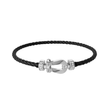 [Rose of Tomorrow] CHANCE Small 8 Buckle Half Diamond Red Rope Silver Bracelet