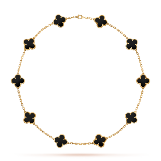 [Rose Tomorrow]CLOVER 10 MOTIFS ONYX NECKLACE