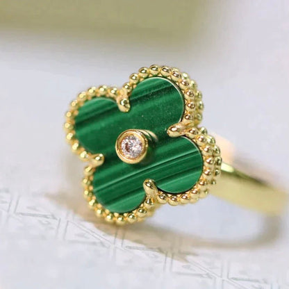 [💎ROSE💎]CLOVER MALACHITE RING GOLD DIAMOND