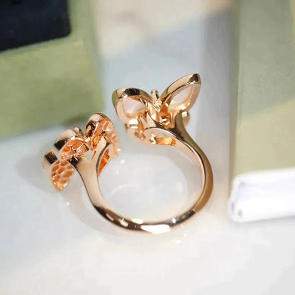 [💎ROSE💎]TWIN BUTTERFLY DIAMOND MOP RING