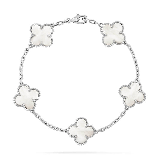 [Rose Jewelrys]CLOVER SILVER MOP 5 MOTIF BRACELET