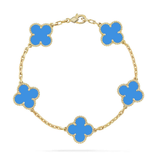 [Rose Jewelrys]CLOVER 5 MOTIFS BLUE AGATE BRACELET