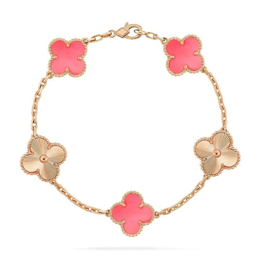 [Rose Jewelrys]CLOVER BRACELET 5 MOTIF PINK AND PINK GOLD