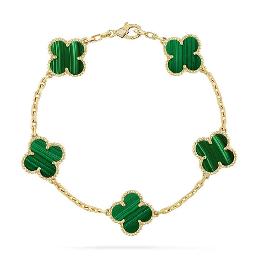 [Rose Jewelrys]CLOVER 5 MOTIFS MALACHITE BRACELET