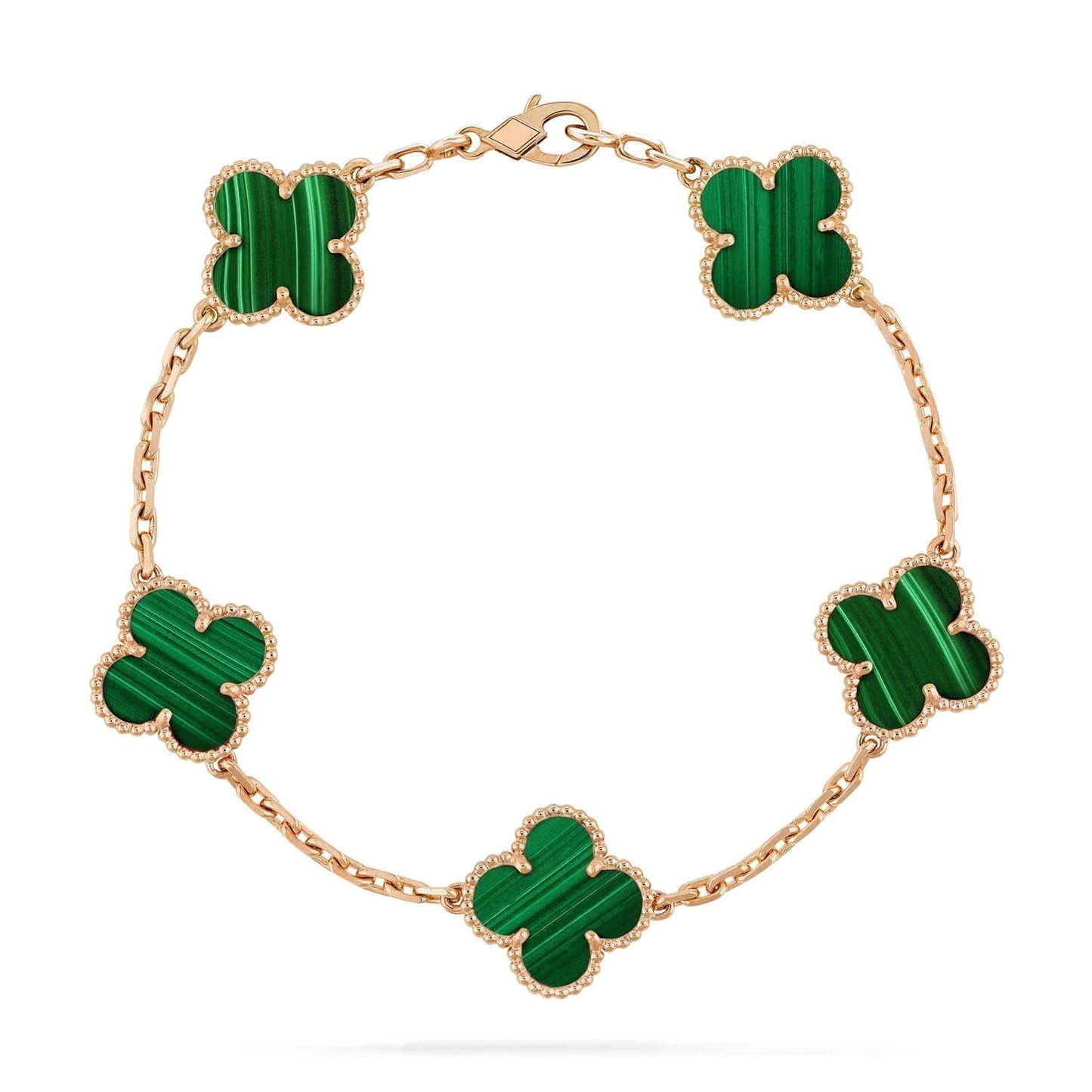 [💎ROSE💎]CLOVER 5 MOTIFS MALACHITE BRACELET