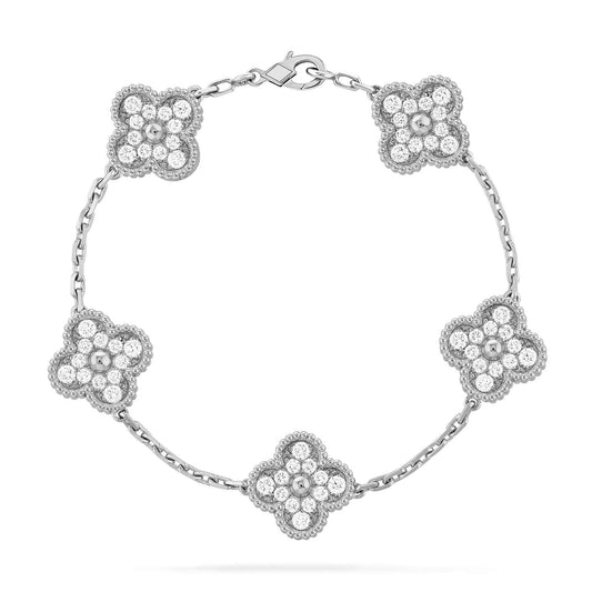 [Rose Jewelrys]CLOVER 5 MOTIFS  DIAMOND BRACELET SILVER