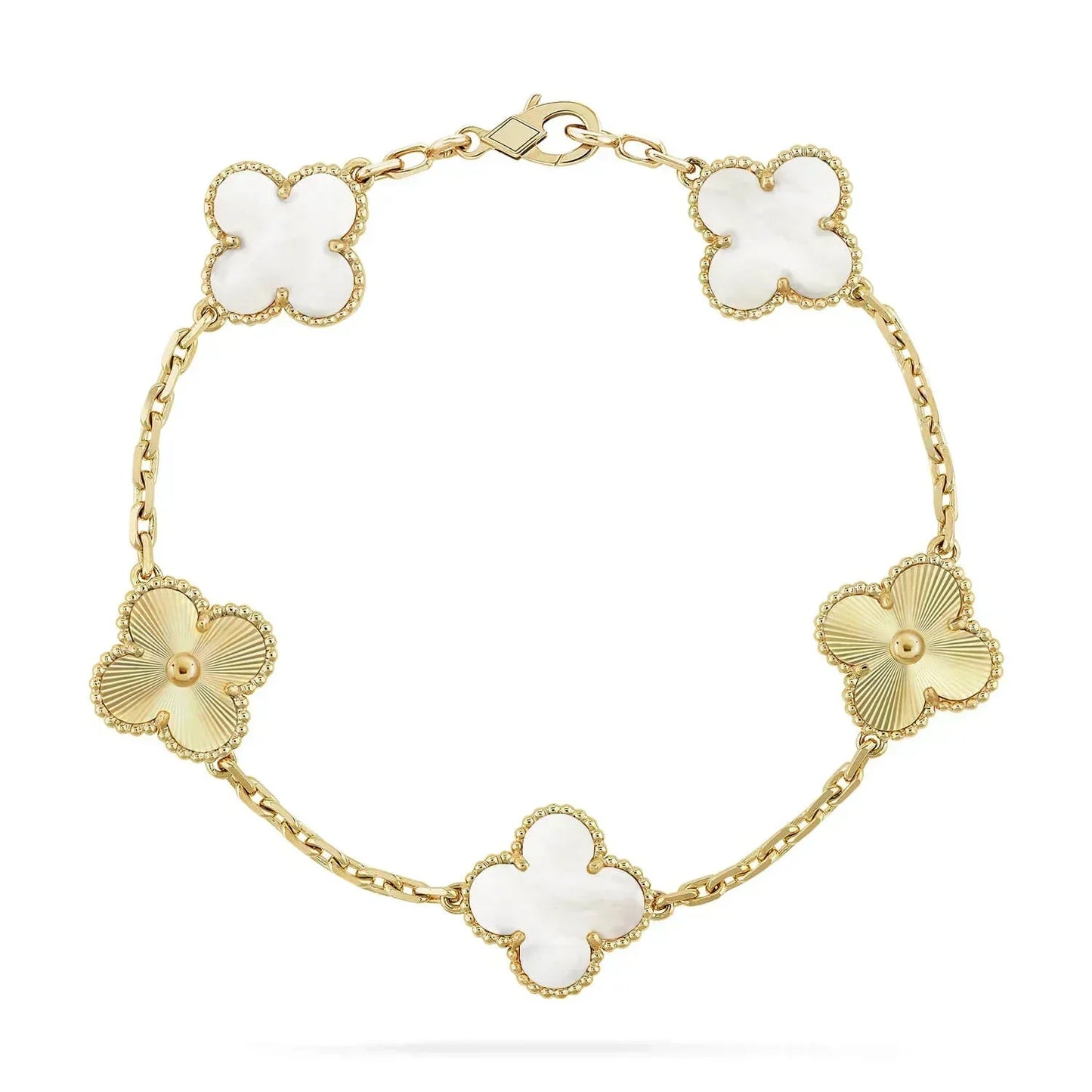[Rose Jewelrys]CLOVER BRACELET 5 MOTIF WHITE MOP PINK GOLD