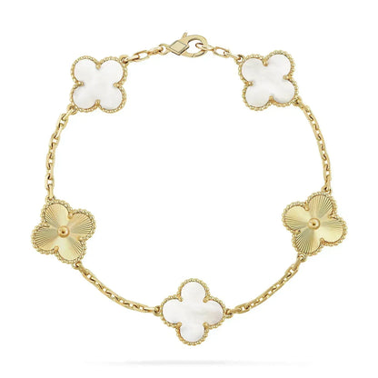 [Rose Jewelrys]CLOVER BRACELET 5 MOTIF WHITE MOP PINK GOLD