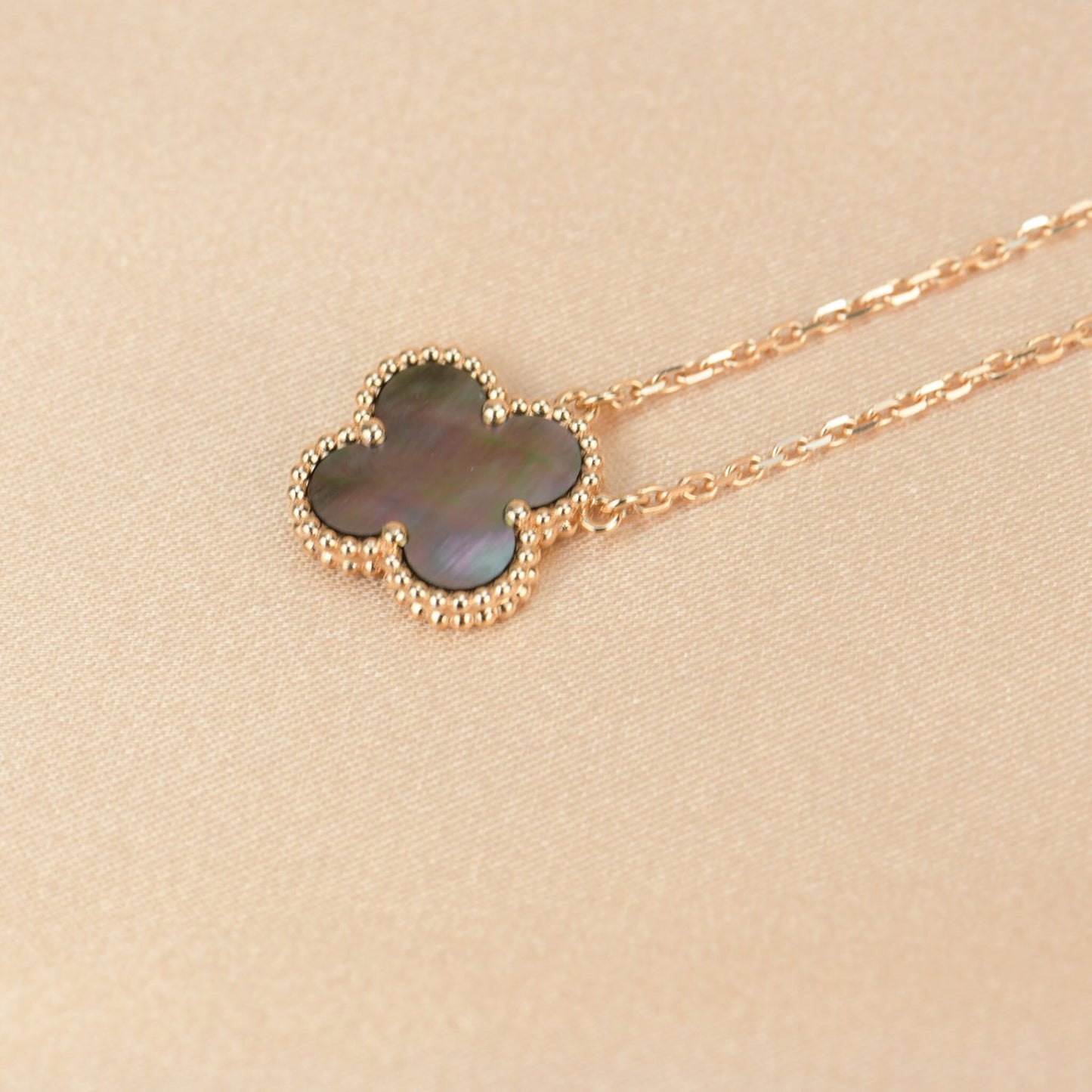[💎ROSE💎]CLOVER 15MM  GRAY MOTHER OF PEARL NECKLACE