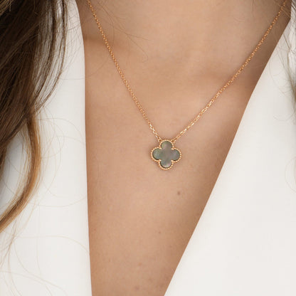 [💎ROSE💎]CLOVER 15MM  GRAY MOTHER OF PEARL NECKLACE