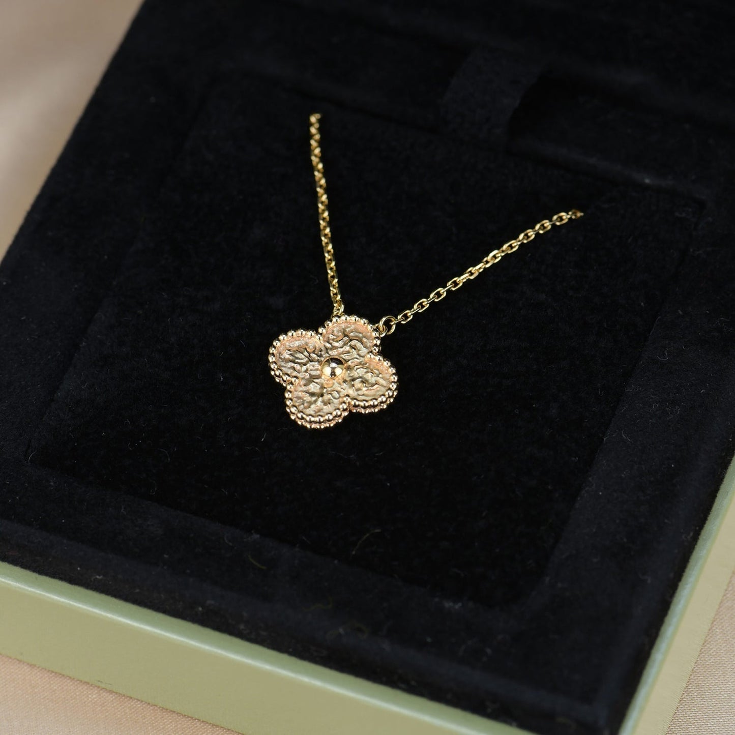 [💎ROSE💎]CLOVER 15MM  BRONZING NECKLACE
