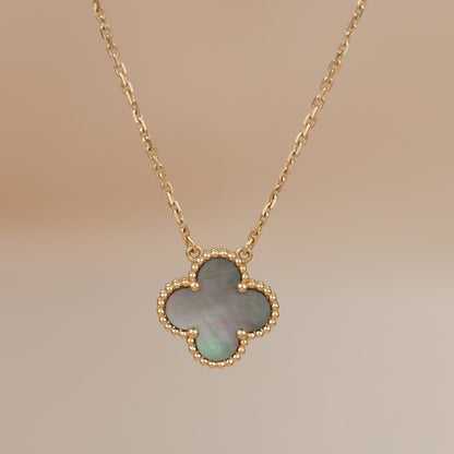 [💎ROSE💎]CLOVER 15MM  GRAY MOTHER OF PEARL NECKLACE