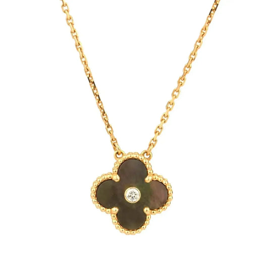 [💎ROSE💎]CLOVER 15MM DIAMOND AND MOTHER-OF-GREY NECKLACE