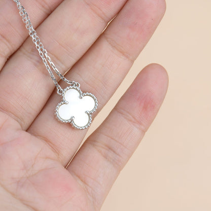 [💎ROSE💎]CLOVER  15MM WHITE MOTHER-OF-PEARL SILVER