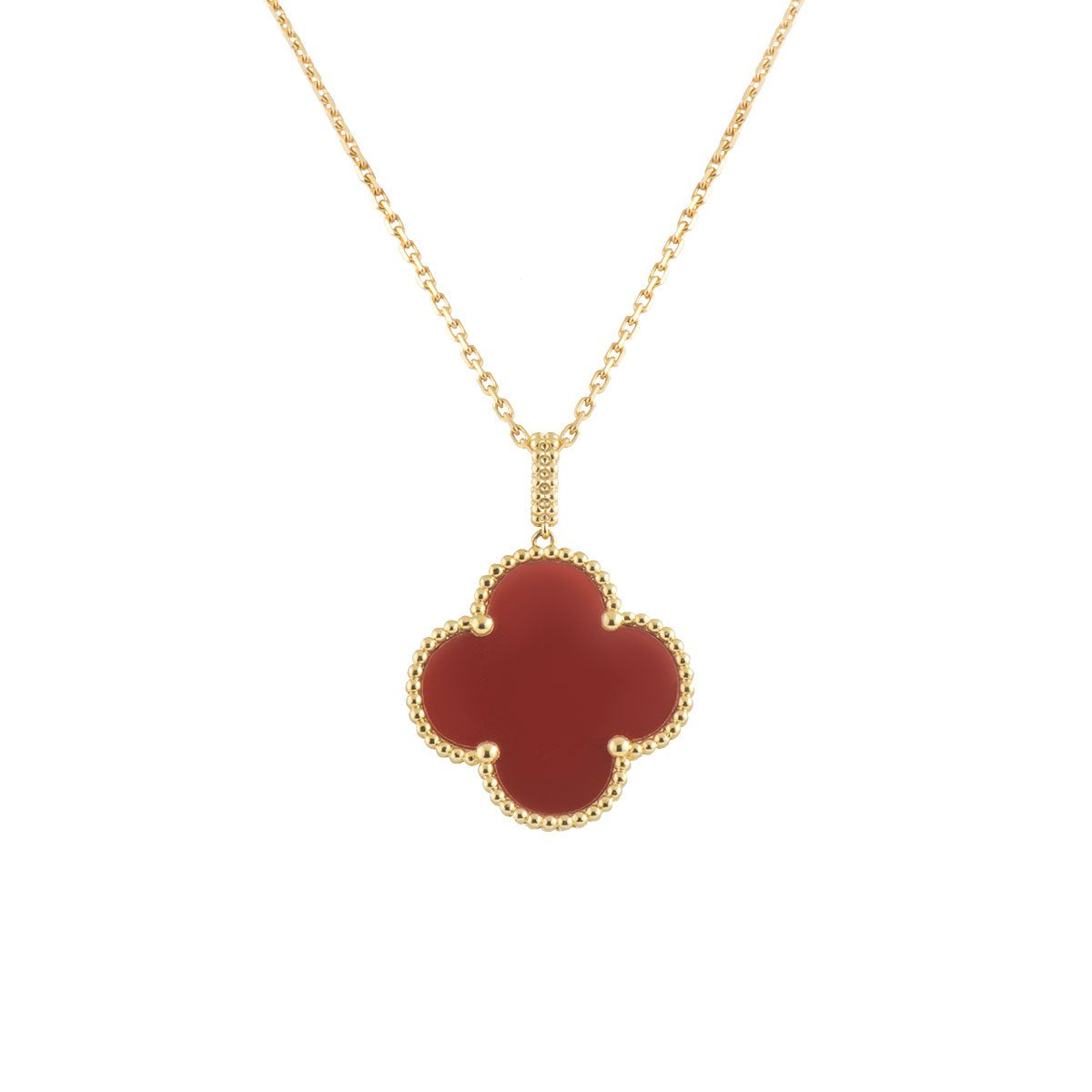 [💎ROSE💎]CLOVER 25MM NECKLACE GOLD CARNELIAN