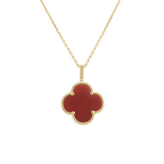 [💎ROSE💎]CLOVER 25MM NECKLACE GOLD CARNELIAN