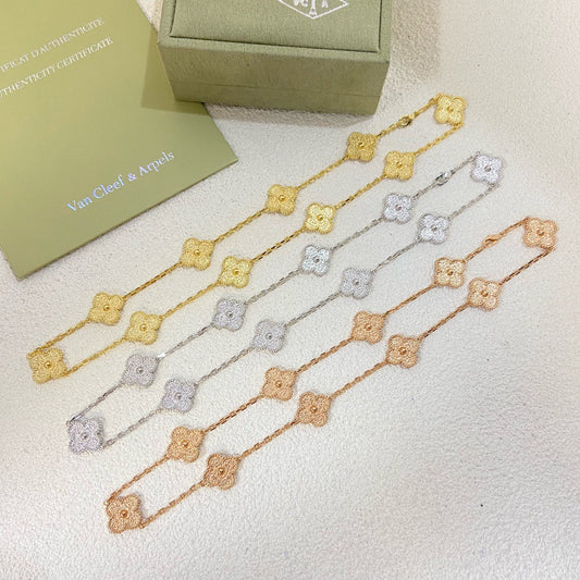 [Rose Tomorrow] CLOVER TEN-PENDANT FULL DIAMOND NECKLACE