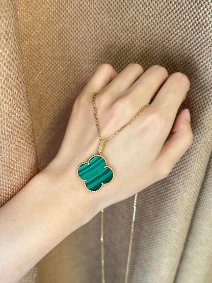 [Rose Tomorrow]CLOVER 25MM NECKLACE MALACHITE GOLD