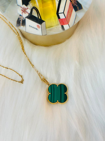 [Rose Tomorrow]CLOVER 25MM NECKLACE MALACHITE GOLD