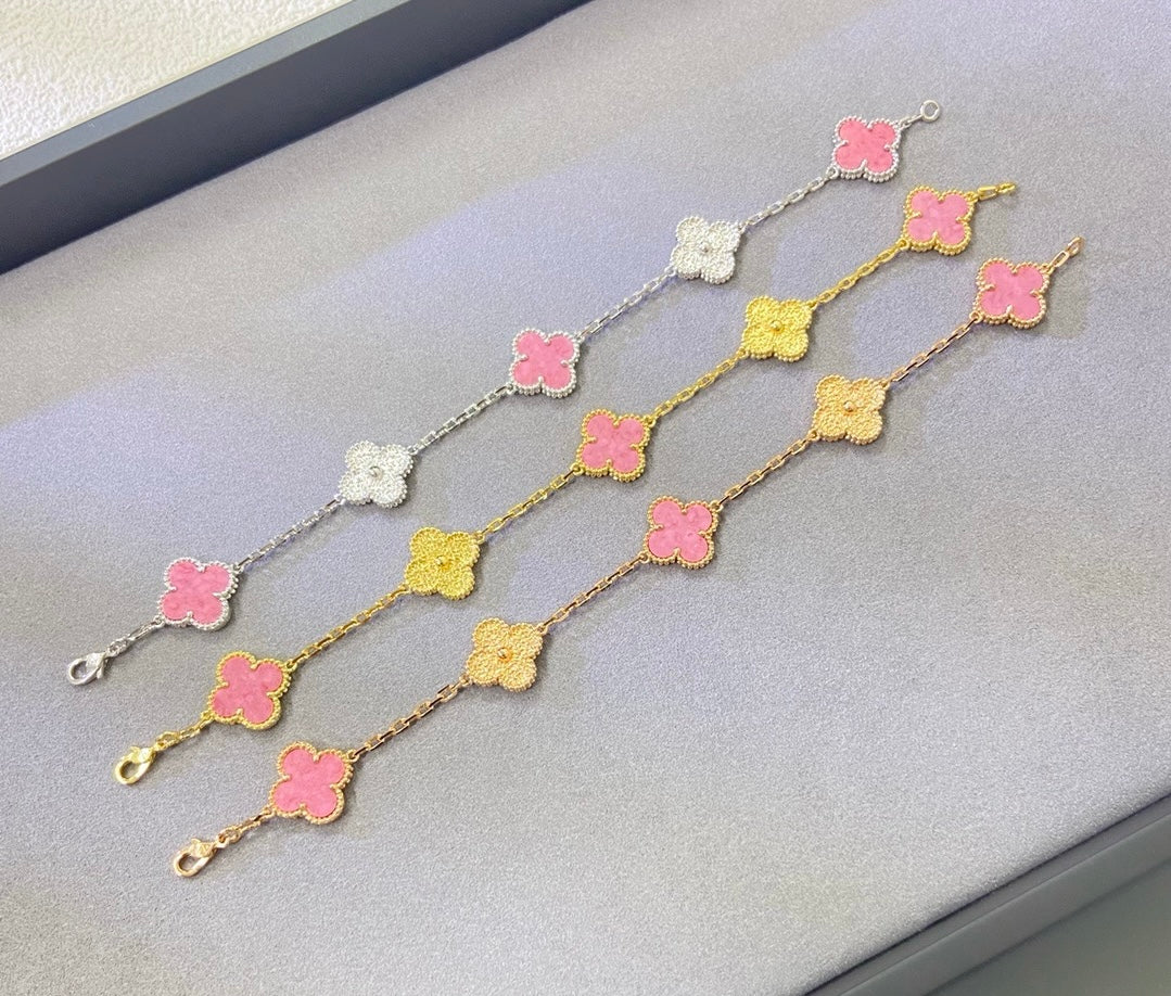 [Rose Tomorrow]2025 NEW ROSE PINK INTERLEAVED GOLD 5-FLOWER BRACELET