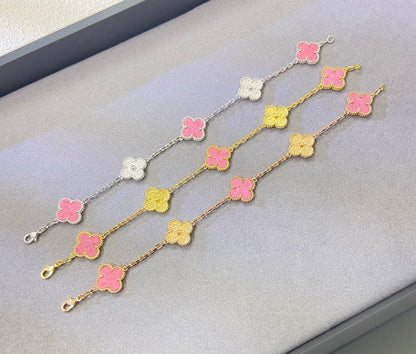 [Rose Tomorrow]2025 NEW ROSE PINK INTERLEAVED GOLD 5-FLOWER BRACELET