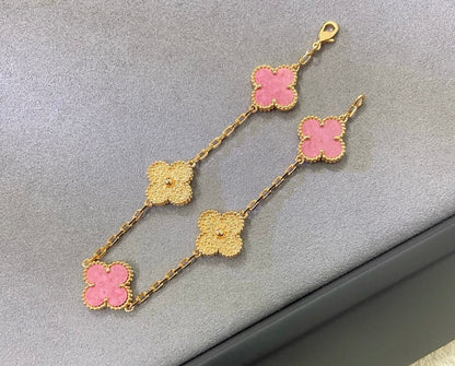 [Rose Tomorrow]2025 NEW ROSE PINK INTERLEAVED GOLD 5-FLOWER BRACELET
