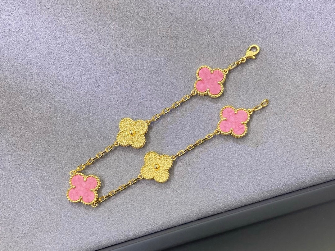 [Rose Tomorrow]2025 NEW ROSE PINK INTERLEAVED GOLD 5-FLOWER BRACELET