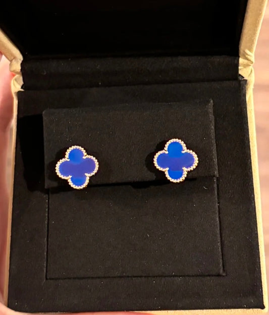 [Rose Tomorrow]CLOVER MEDIUM 1 MOTIFS BLUE ONYX EARRINGS GOLD