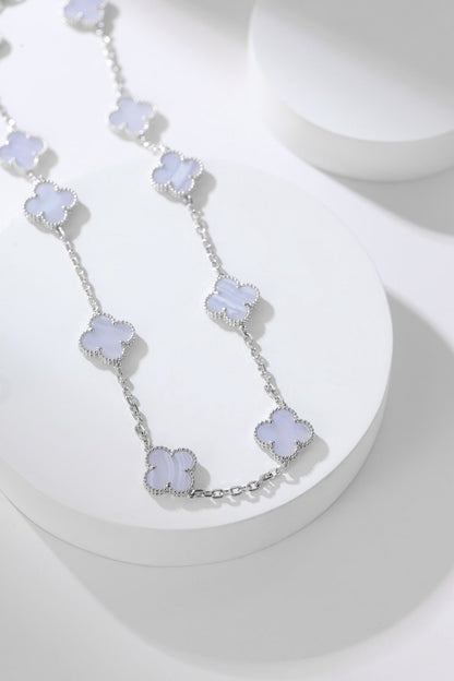 [Rose Tomorrow]CLOVER 10 MOTIFS PURPLE CHALCEDONY  NECKLACE SILVER