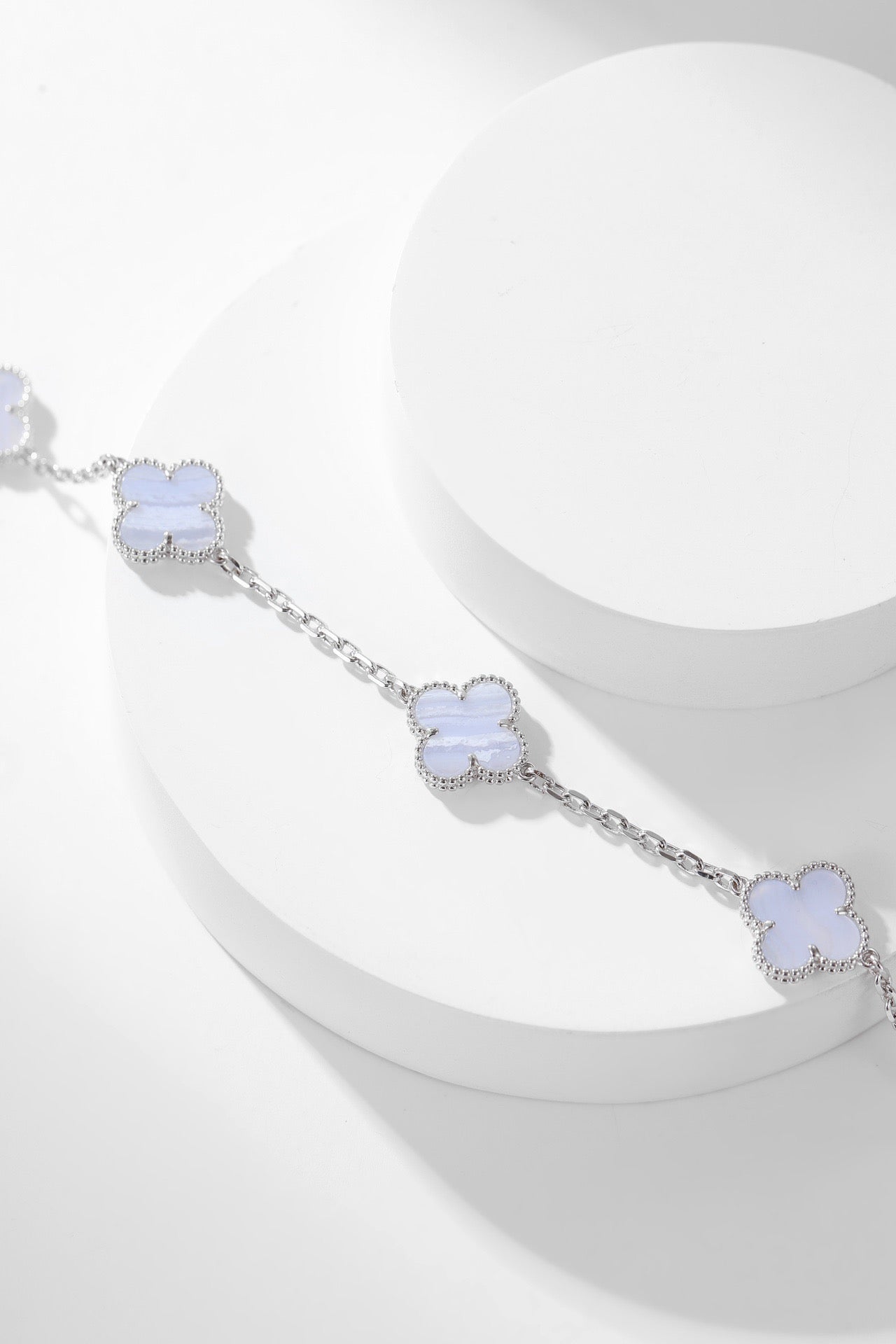 [Rose Tomorrow]CLOVER 10 MOTIFS PURPLE CHALCEDONY  NECKLACE SILVER