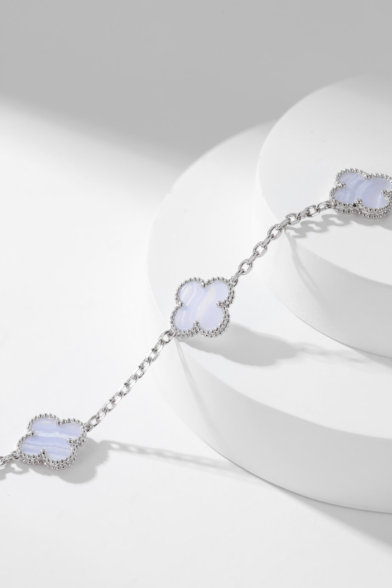 [Rose Tomorrow]CLOVER 10 MOTIFS PURPLE CHALCEDONY  NECKLACE SILVER