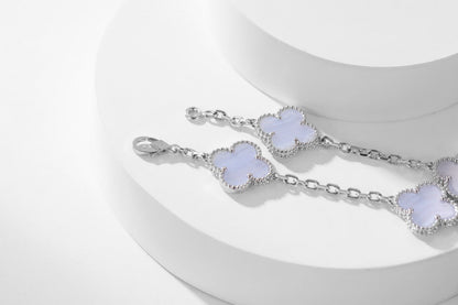 [Rose Tomorrow]CLOVER 10 MOTIFS PURPLE CHALCEDONY  NECKLACE SILVER