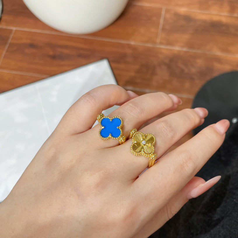 [Rose Tomorrow]CLOVER RIVERSIBLE BLUE AGATE RING
