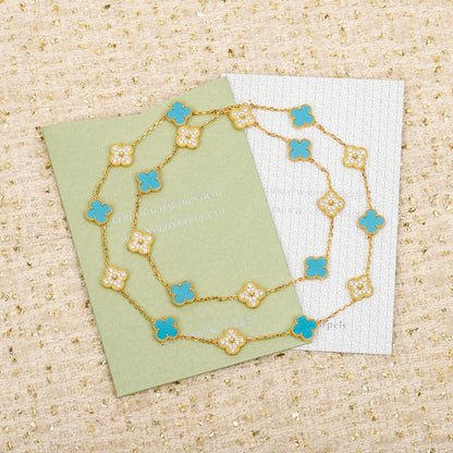 [Rose Tomorrow]CLOVER 20 FLOWER SAPPHIRE WITH DIAMONDS NECKLACE