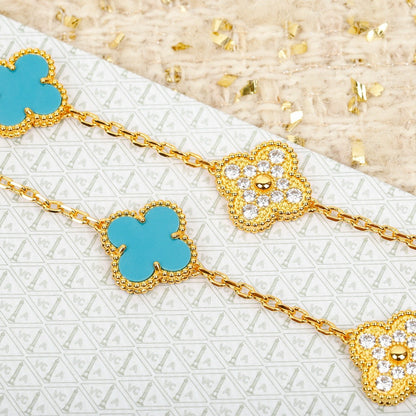 [Rose Tomorrow]CLOVER 20 FLOWER SAPPHIRE WITH DIAMONDS NECKLACE