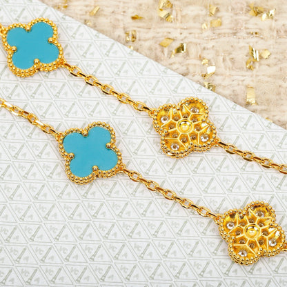 [Rose Tomorrow]CLOVER 20 FLOWER SAPPHIRE WITH DIAMONDS NECKLACE