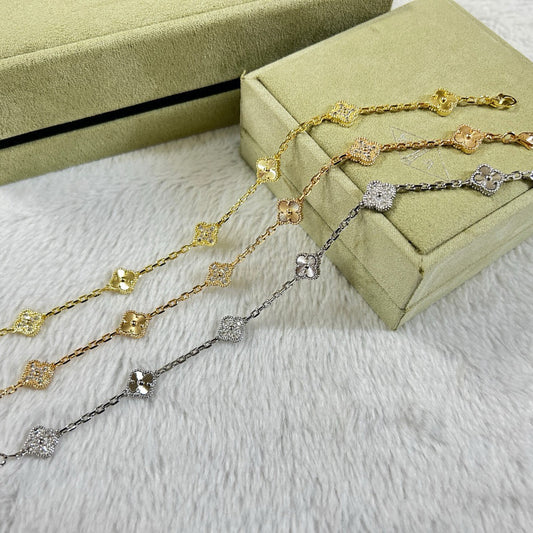[💎ROSE💎]CLOVER 6 MOTIF DIAMOND LASER BRACELET