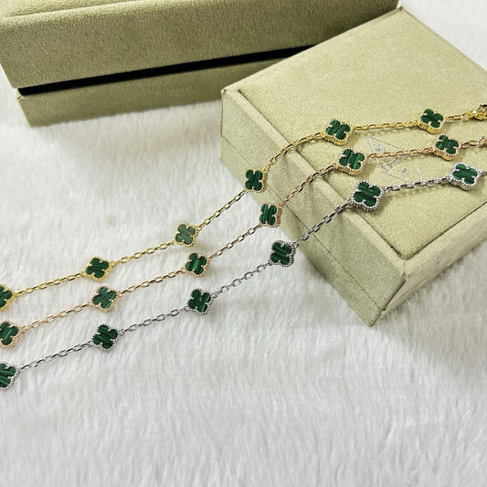 [💎ROSE💎]CLOVER 6 MOTIF MALACHITE BRACELET