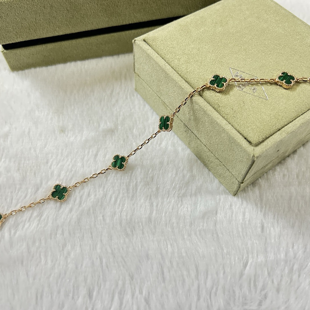 [Rose Tomorrow]CLOVER 6 MOTIF MALACHITE BRACELET