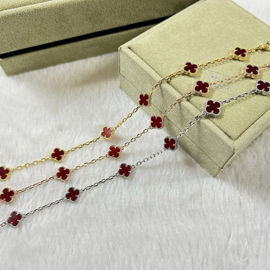 [💎ROSE💎]CLOVER 6 MOTIF RED AGATE BRACELET