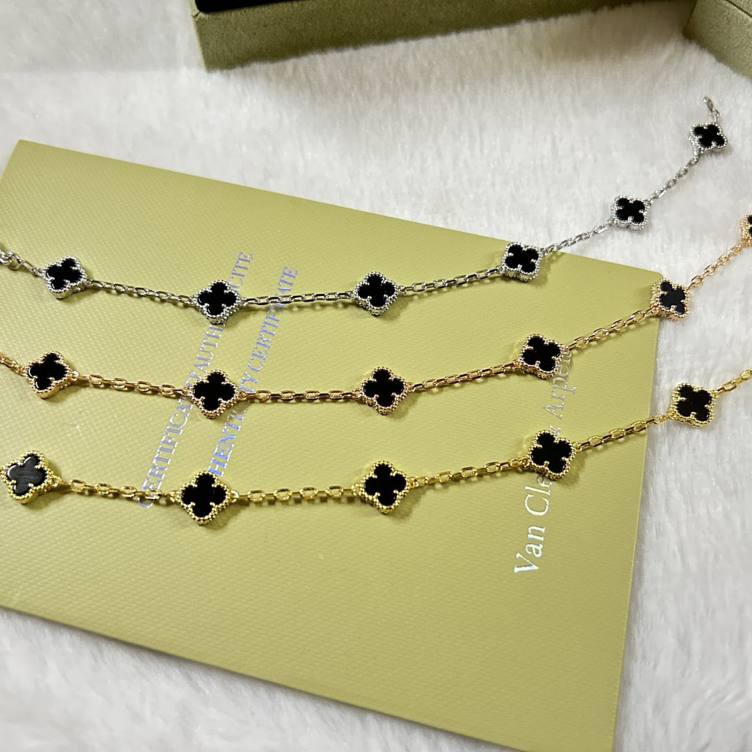 [💎ROSE💎]CLOVER 6 MOTIF  ONYXS BRACELET
