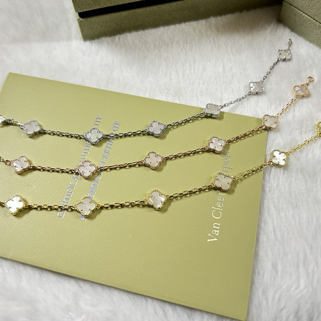 [💎ROSE💎]CLOVER 6 MOTIF WHITE MOP BRACELET