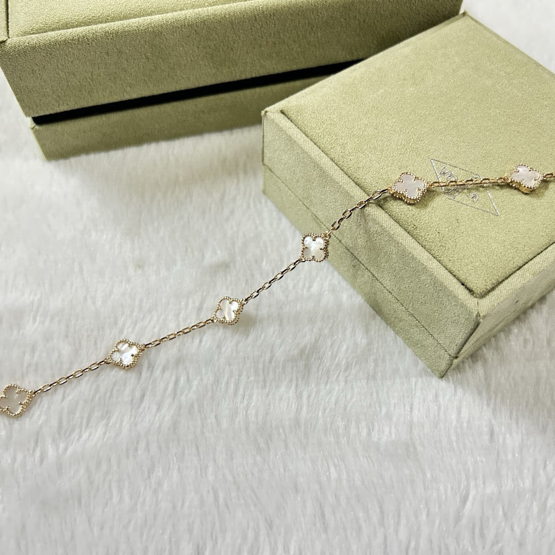 [💎ROSE💎]CLOVER 6 MOTIF WHITE MOP BRACELET
