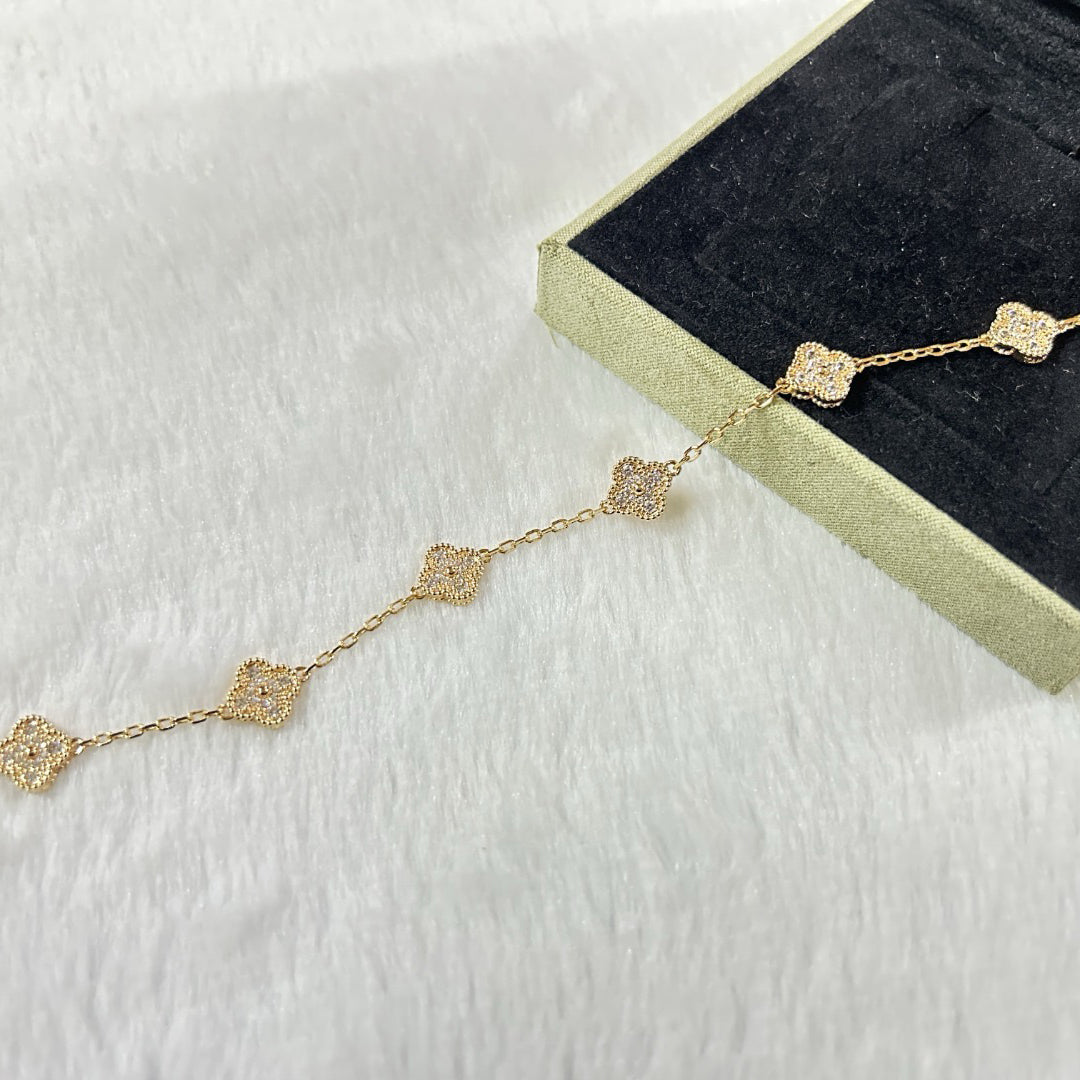[Rose Tomorrow]CLOVER 6 MOTIF DIAMOND BRACELET