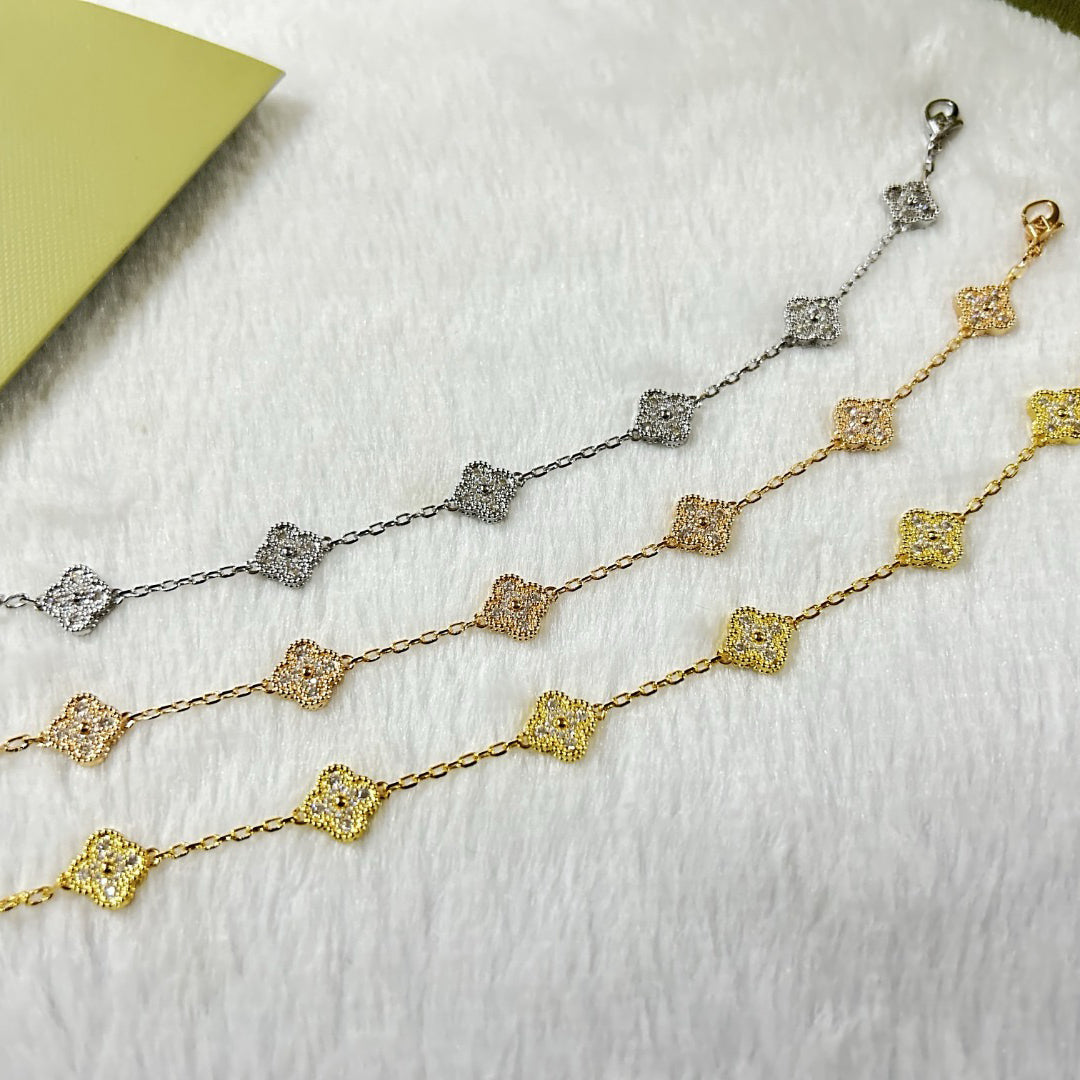 [Rose Tomorrow]CLOVER 6 MOTIF DIAMOND BRACELET