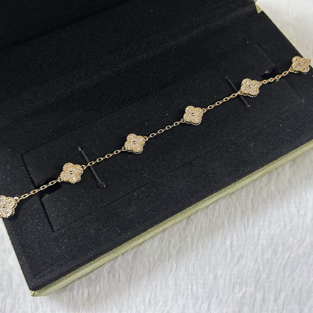 [Rose Tomorrow]CLOVER 6 MOTIF DIAMOND BRACELET