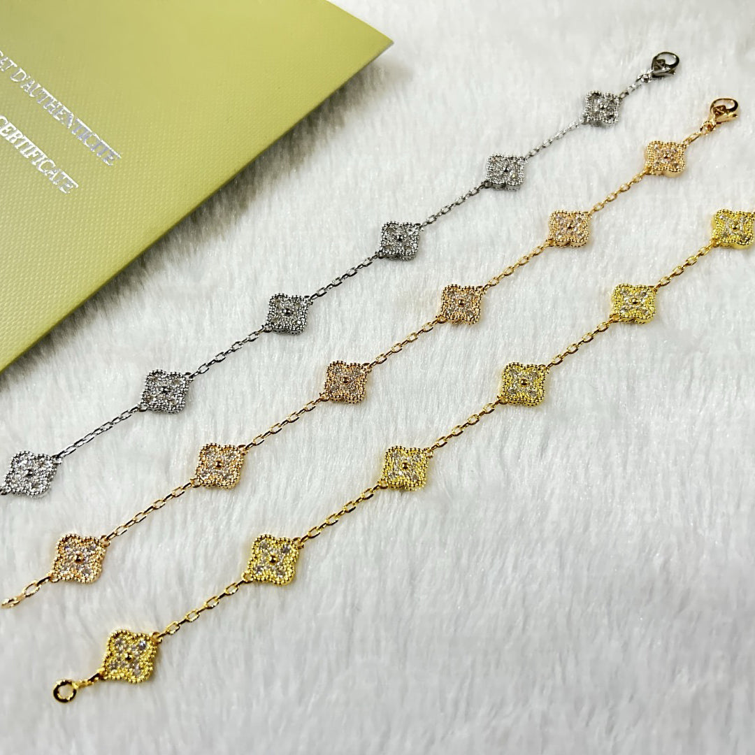 [Rose Tomorrow]CLOVER 6 MOTIF DIAMOND BRACELET